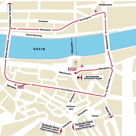 Strecke Basler Stadtlauf. Vergrösserte Ansicht
